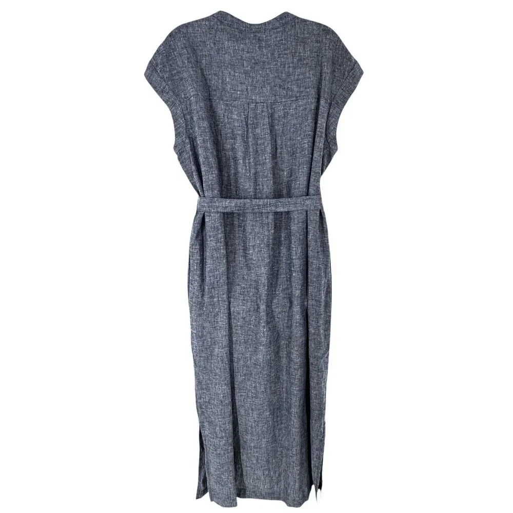 NEW/NWT Jones New York Navy Blue Linen Maxi Dress Pockets Size Large - Picture 6 of 7